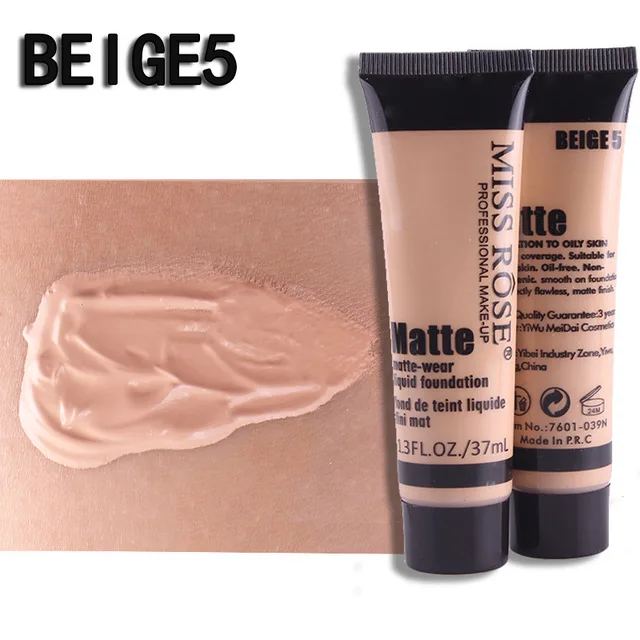 BEIGE5 MISS ROSE 37 мл увлажняющая Жидкая Основа крем продолжительного действия маслоконтроль корректор для лица Водонепроницаемая поставка 7 вариантов TSLM1 - Цвет: BEIGE5