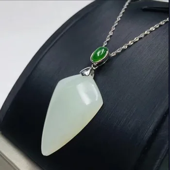 

Natural Hetian White Jade Water Drop Pendant Jewelry 925 Sterling Silver Necklace Pendants with Free Silver Chain for Women Her