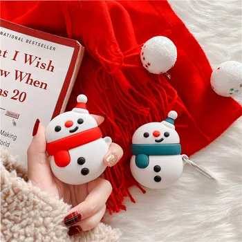 

Merry Christmas snowman gift case for Apple AirPods 1 2 charging box Soft silicone Wireless bluetooth earphone protective cover