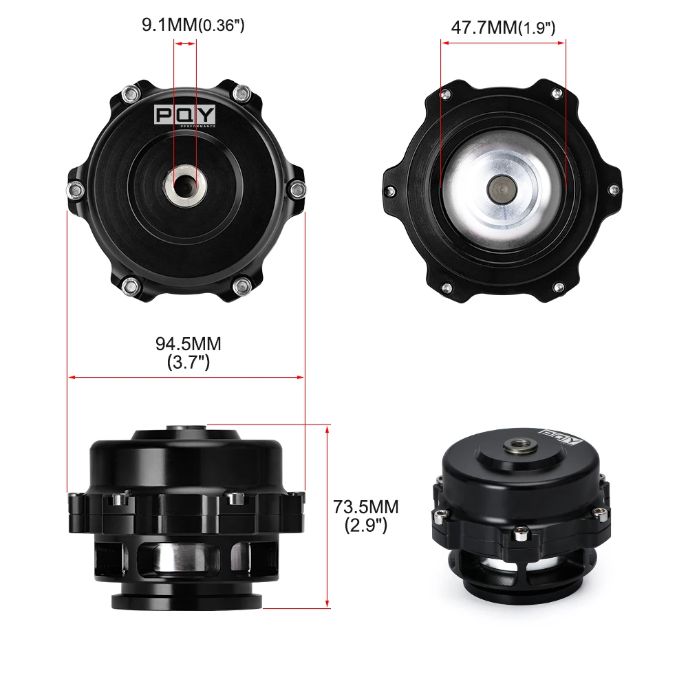 PQY-Turbo Blow Off Valve 50mm BOV 6/18/24PSI Spring V-Band Flange Universal Aluminum Turbocharge Pipe blow off valve adaptor