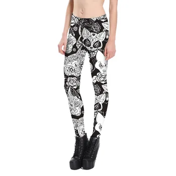 

New thin skull cat pattern digital printing fashion sexy leggings leggings