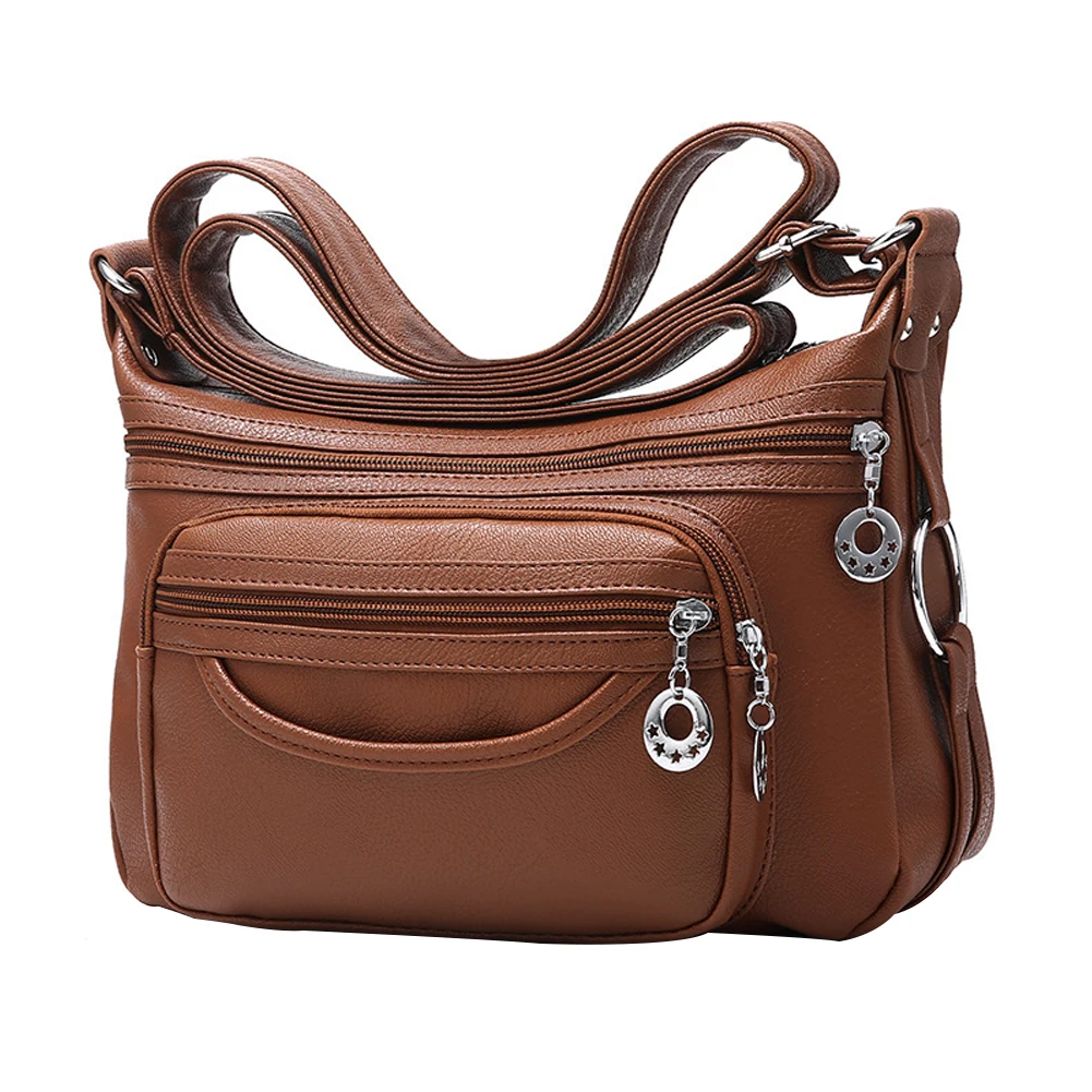 

Women Casual Shoulder Bag Multi Pockets Organizer Large Capacity Cross Body Shopping Waterproof Daily Faux Leather Portable Soft
