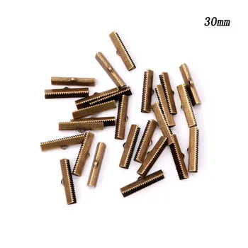 

200pcs/lot 30mm Cove Clasps Cord End Caps String Ribbon Leather Clip Tip Fold Crimp Bead Connectors For Jewelry Making DIY