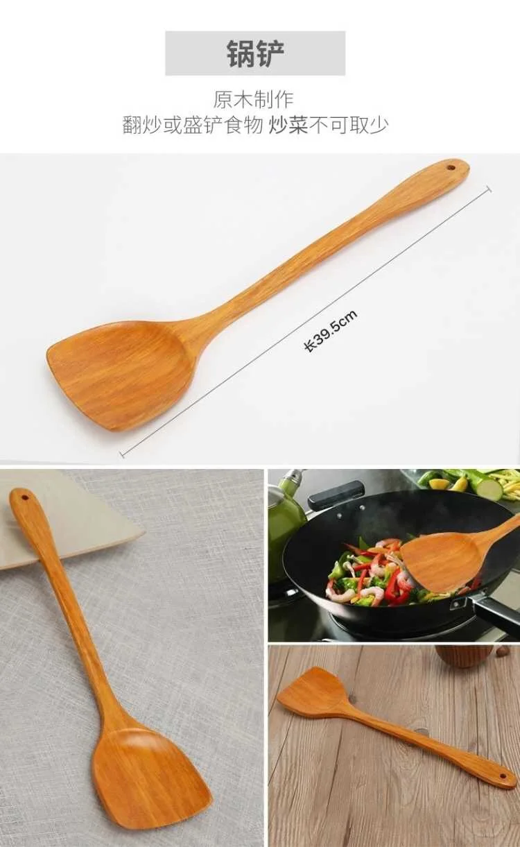 Японская Корейская деревянная лопатка антипригарная кухонная Лопатка деревянная лопатка набор деревянная кухонная лопатка суповая ложка с длинной ручкой деревянная посуда