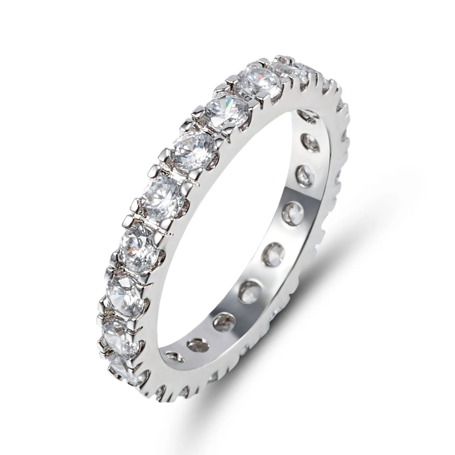 Серебряные однорядные кольца Размер 6-9, полные стразы CZ камень кубический цирконий, обручальное кольцо для женщин