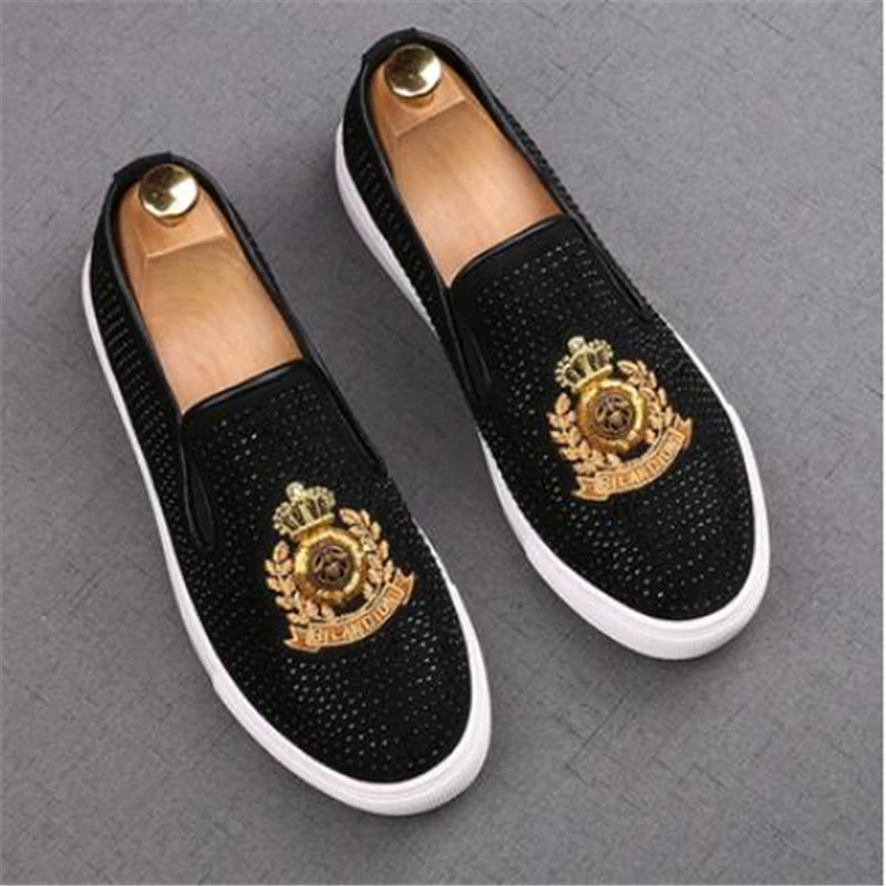 Zapatos planos de cuero con de imitación mocasines bordados, zapatillas informales para fumar|Mocasines| AliExpress