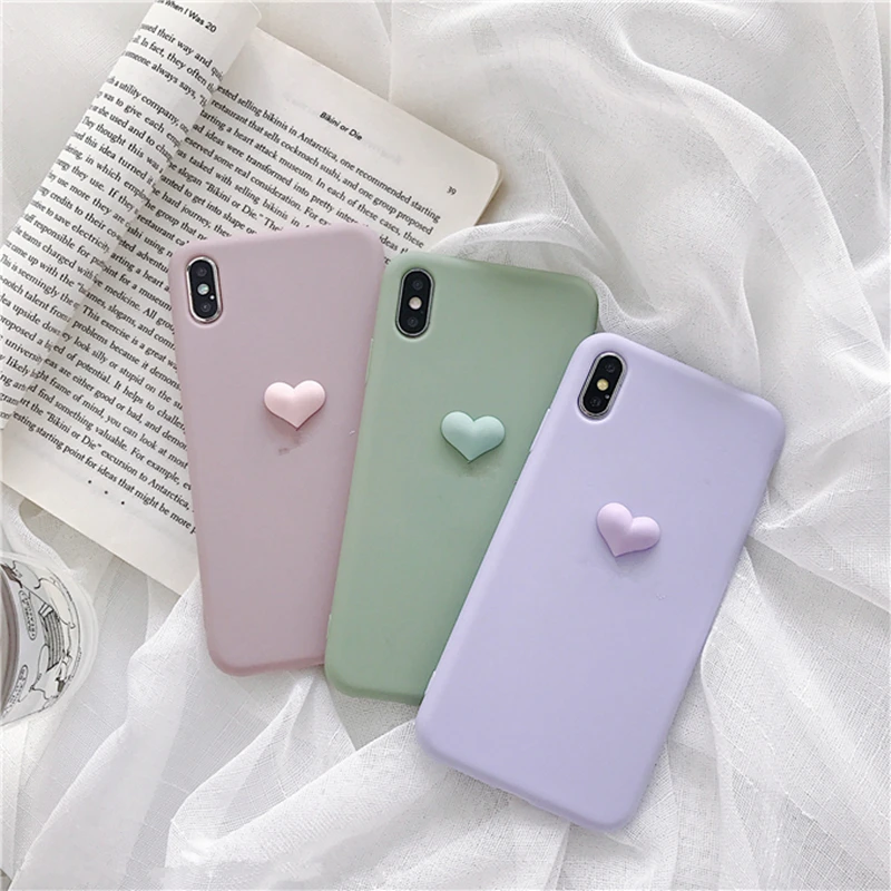 3D милые конфеты lovely heart ожерелье с силиконовый чехол для iPhone X XR XS MAX 6S 7 8 Plus чехол для samsung S8 S9 S10 Lite/E Примечание