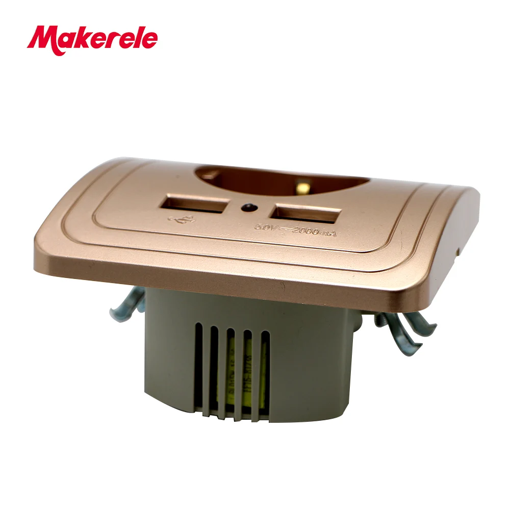 Makerele Мощность розетки ЕС Стандартный 16A 250V штепсельная бакелитовая розетка с 5V 2A двойные usb-порты 86 Тип