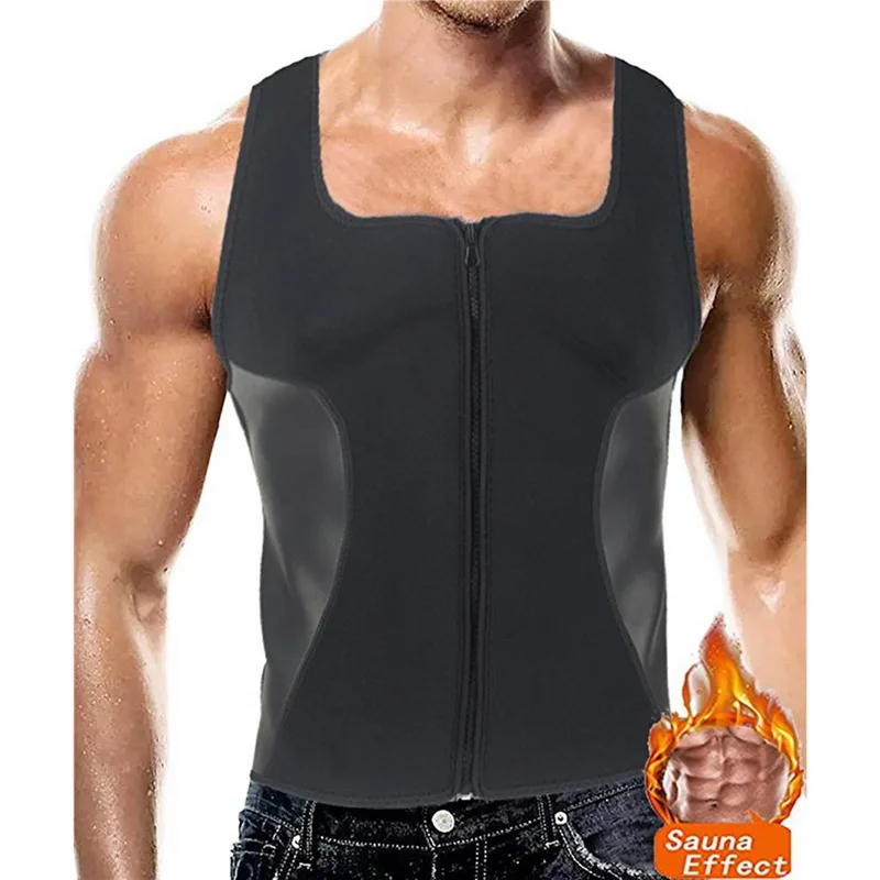

2019 Mens Weight Loss Vest Slimming Shapewear Zipper Skinny Body Shaping Zipper Sweat Vest Belly Slim Fat Burning Sauna Vest