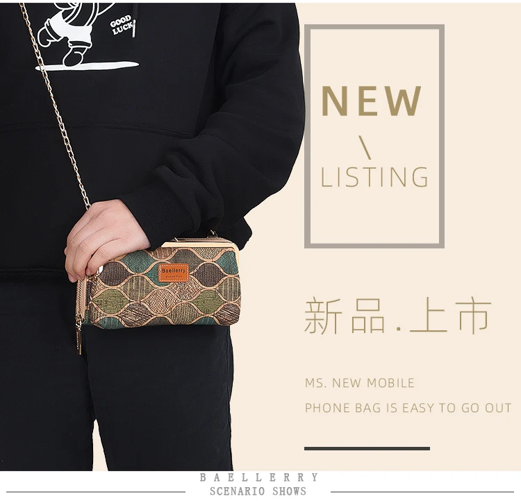 Mode nouvelles femmes portefeuilles bois Grain chaîne longue haute qualité support pour téléphone classique femme sac à main fermeture éclair portefeuille Mini_voghion.com