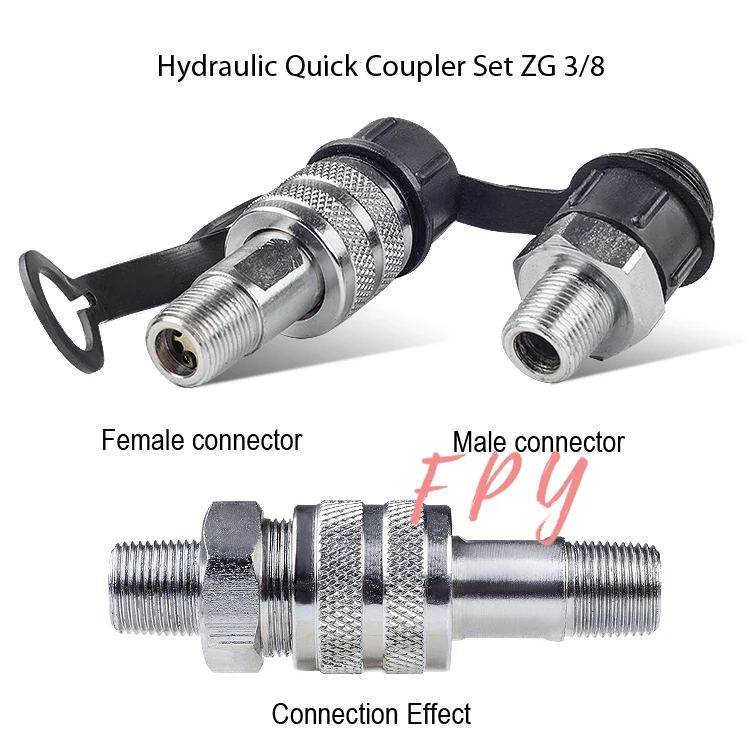 1Pc 3/8'' NPT Hydraulic Quick Coupler Hydraulic Tools Accessories Hydraulic Quick Couplings Set