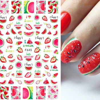 

3D Summer Fruit Nail Art Sliders Juicy Watermelon Strawberry Nail Design Stickers Transfer Tattoo Decals Manicure Tip LEF644-653
