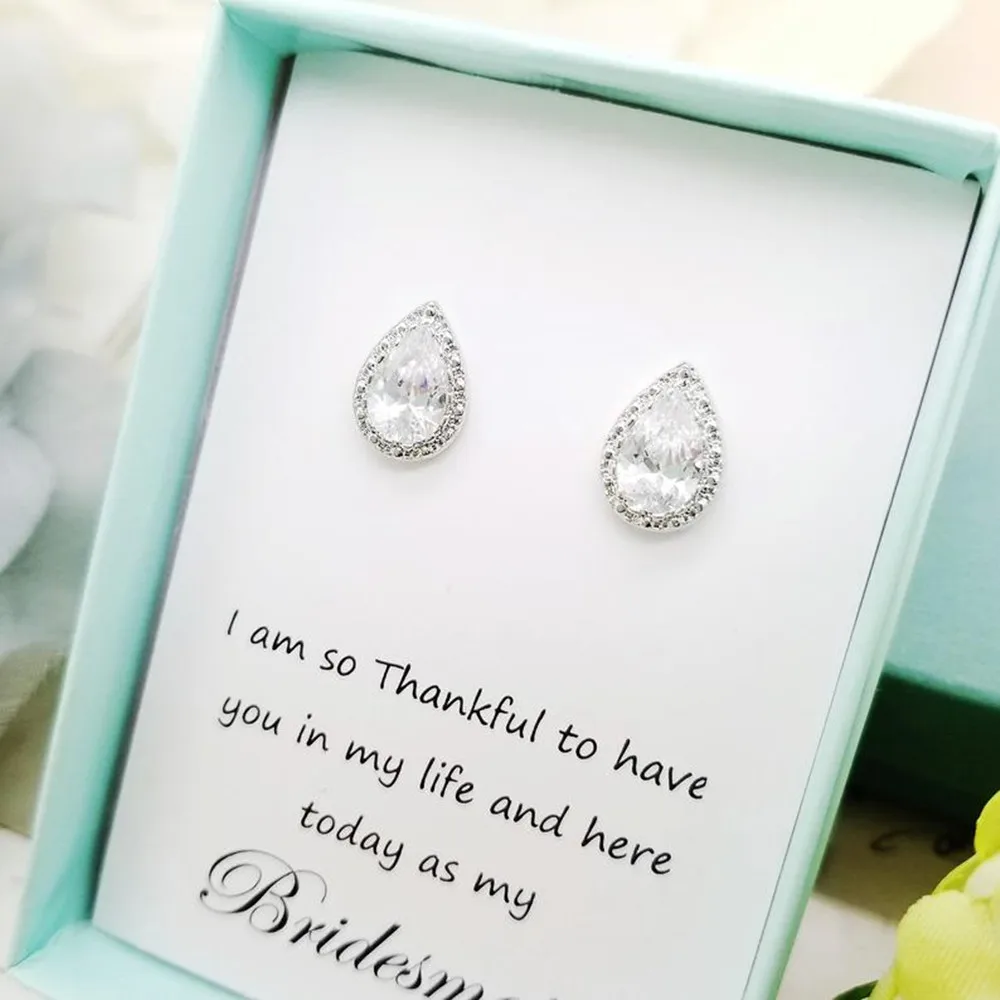 На заказ спасибо подарок каплевидные кубические циркониевые серьги гвоздики