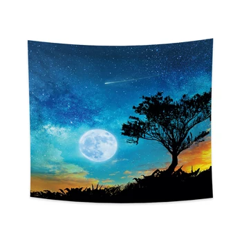 

Cassisy Psychedic Fashion Tapestry Starry Sky Night Tree Moon Wall Hangings Beach Towel Dorm Home Decor Wall Chart Carpet