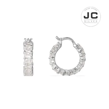 

New Fashion Charms Silver 925 Original Engraving,Silver Precieuse Baguette Stone Earrings For Women With Mono Logo Glamour Gift