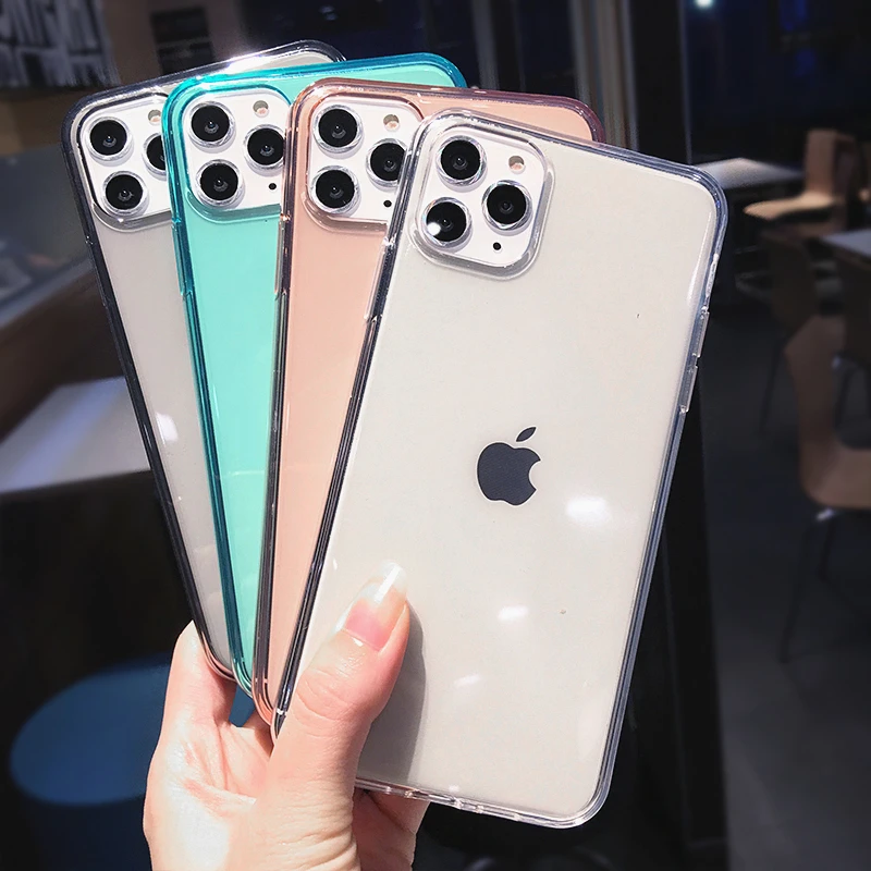 Прозрачный однотонный чехол карамельных цветов для iPhone 11Pro XS Max 6 6s 7 8 Plus X XR мягкая