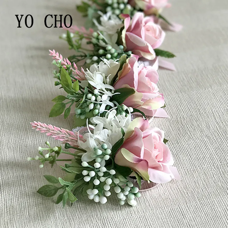 Йо Чо искусственный цветок Жених мужской корсаж булавка Цветы Свадебный корсаж для выпускного вечера розовая роза жених бутоньерка мужские свадебные цветы