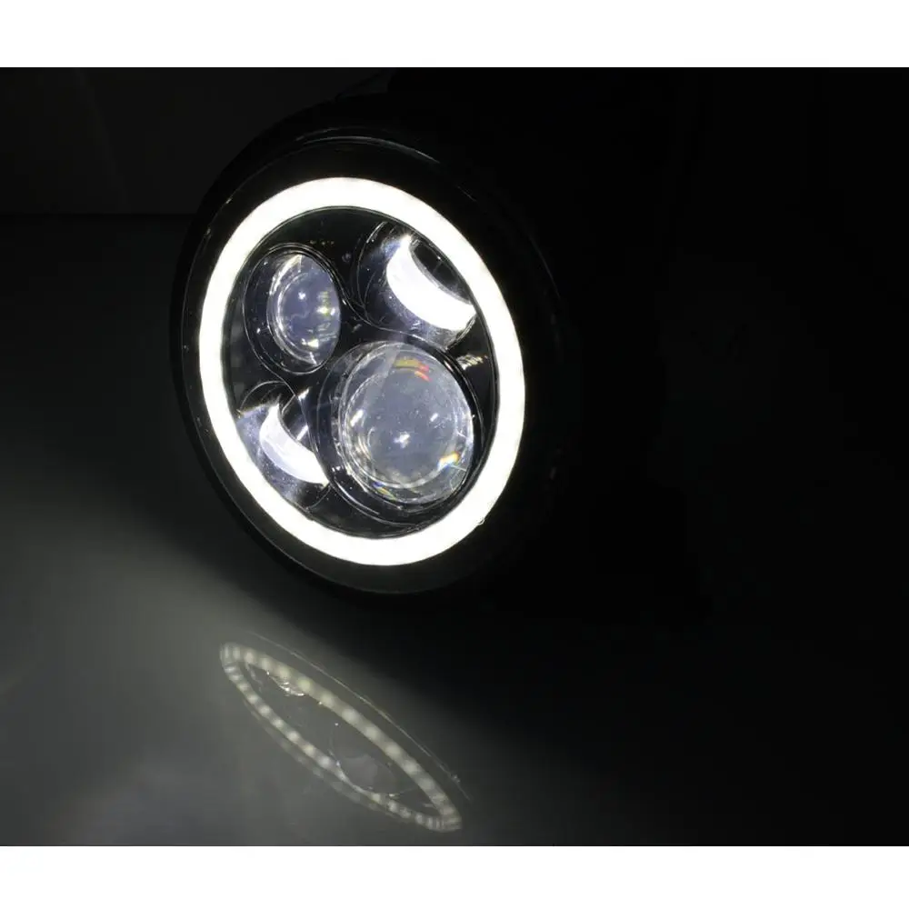 " Корпус фар проектор Ангел глаз HID Hi/Lo круглый светодиодный Buttom Крепление Фары фары для Harley Davidson Bobber
