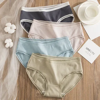 

Simple Women 6 Color Available Seamless Underwear Cotton Antibacterial Mid-waist Large Size Japanese Girls Briefs Panties