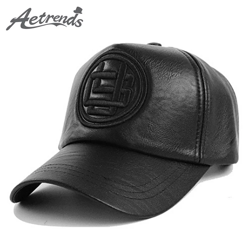 [AETRENDS] Мужская бейсболка из искусственной кожи, уличная бейсбольная Кепка из искусственной кожи для мужчин, брендовая Кепка для папы s Bone Trucker Z-6619