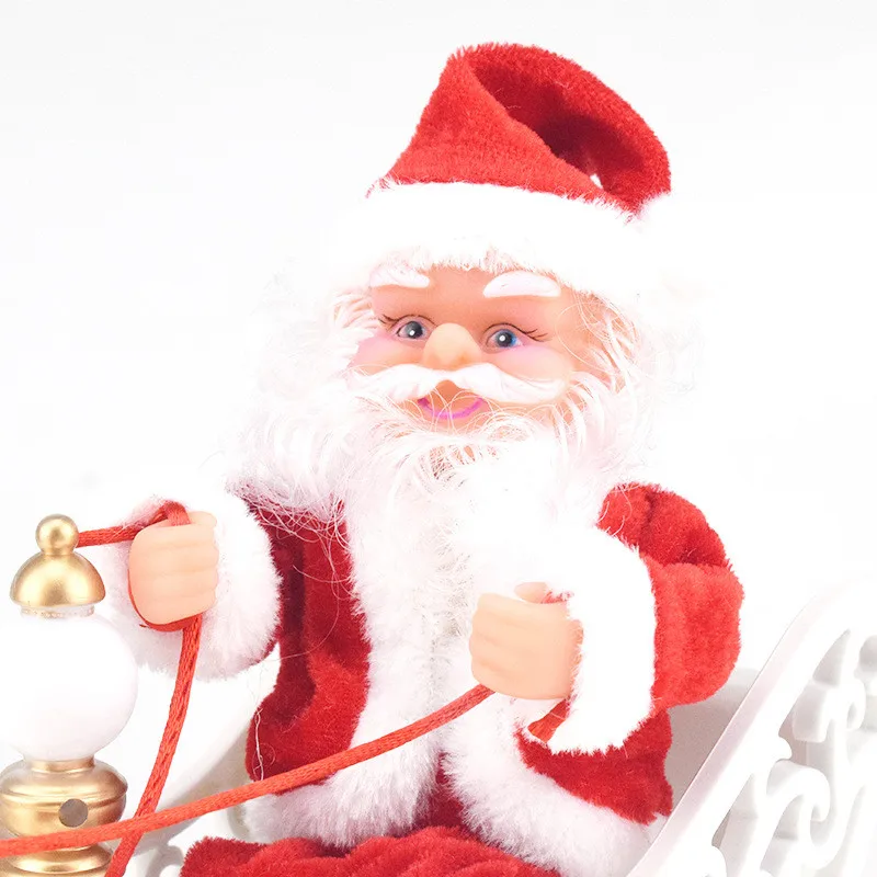 Рождественское украшение для дома, кукла Санта-Клаус, олень, сани, рождественские украшения-игрушка на батарейках, электрический музыкальный Санта-Клаус, детский подарок
