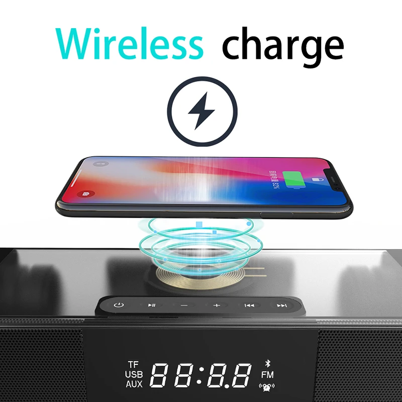 Многофункциональная Bluetooth колонка с беспроводной зарядкой звуковая панель для