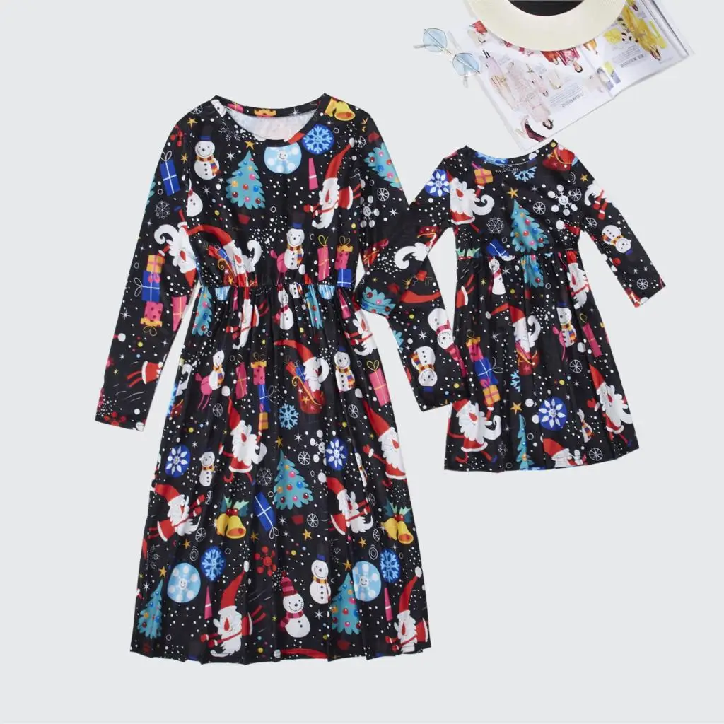 Одинаковые рождественские платья для мамы и дочки одежда для мамы и дочки семейный образ для женщин и девочек, мама мамочка и платье для малышей - Цвет: MK-A