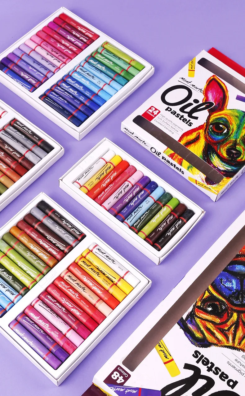 48 Colors Round Shape Oil Pastel for Artist Student Graffiti Painting Drawing Pen School Stationery Art Supplies Soft Crayon