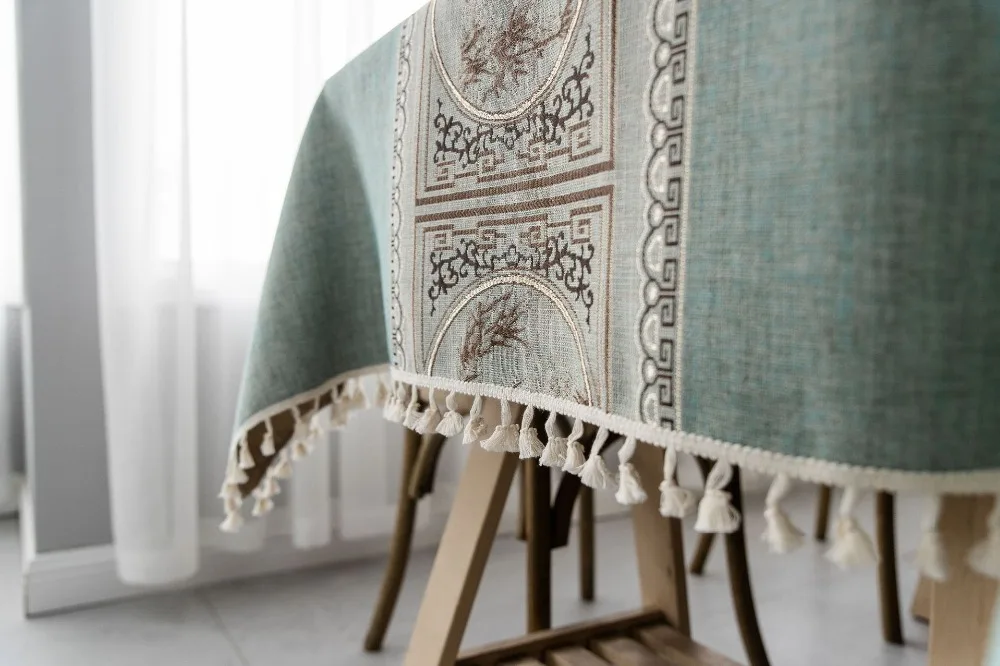 Nordic Dining Table Cloth With Lace Linen Cover