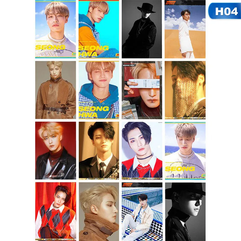 OSS9684H04 16 шт./компл. Kpop ATEEZ Фотокарта альбом для открыток с фотографией ATEEZ поп ломо карты, Новое поступление - Цвет: OSS9684H04