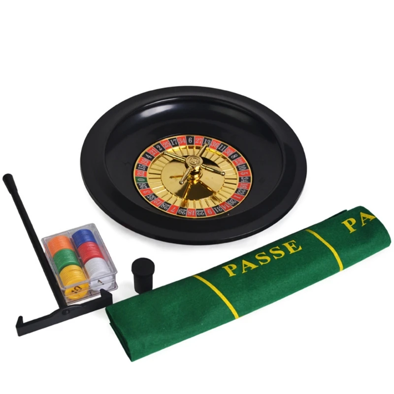 10 inch Roulette Game Set Casino Roulette with Table Cloth Chips for Bar KTV Party Borad Game