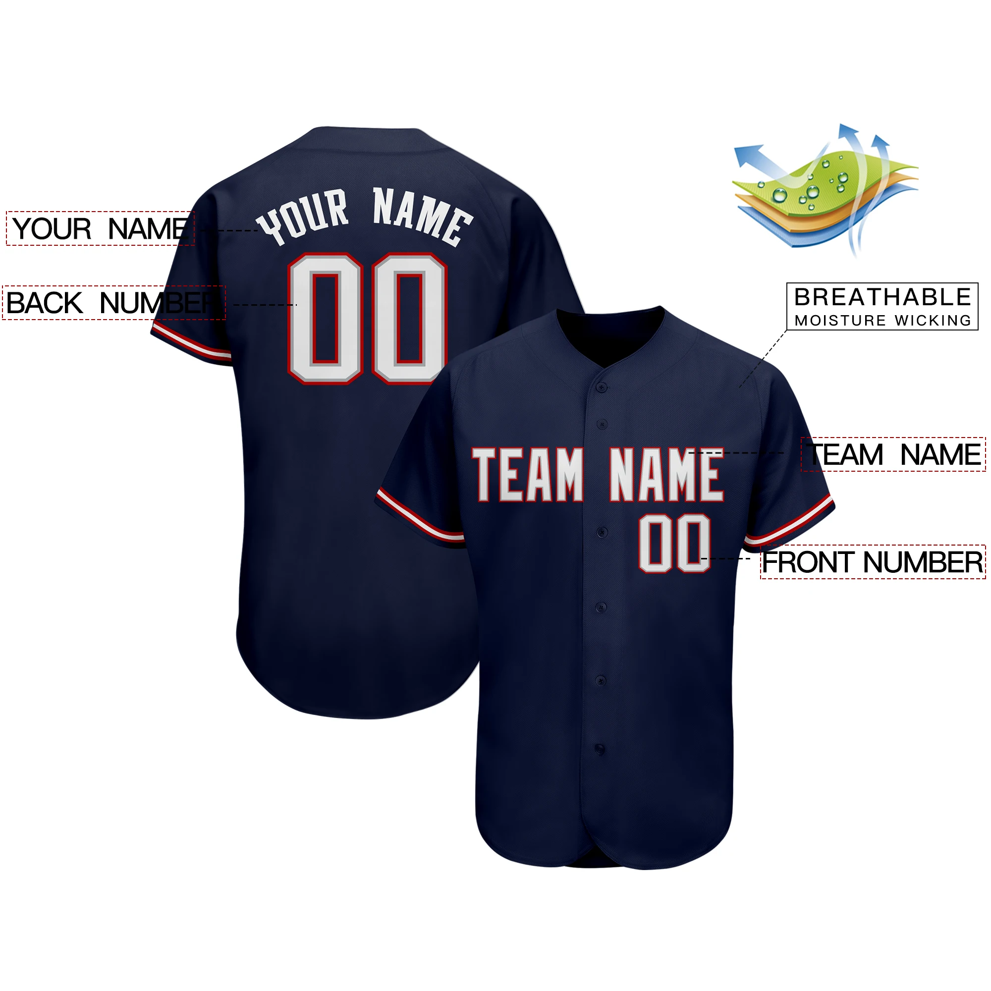 Baseball Jerseys Custom Sports Shirts Printing Team Name Number to Make Your Own Jersey Sublimation Craft for Men's Ladies Teens