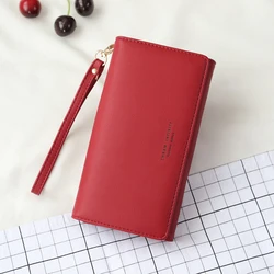 Long Solid Color Women's Wallet Letter Print Trifold Card Holder Money Clip Female Hasp Multifunction Zipper Coin Purses Clutch
