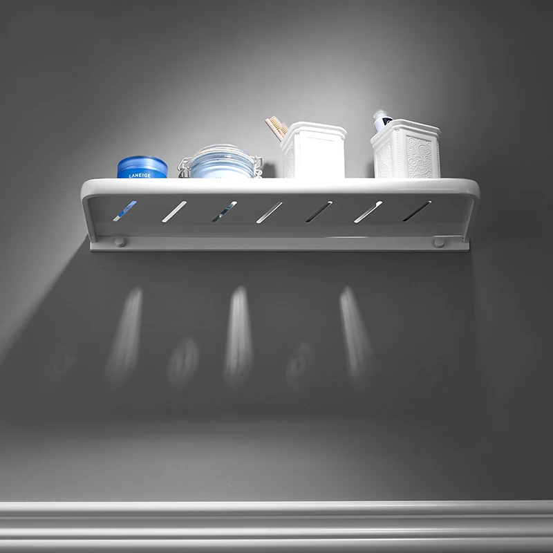 Современная одноярусная полка для ванной с выемкой, алюминиевая настенная полка для хранения, белая полка для ванной комнаты, аксессуары