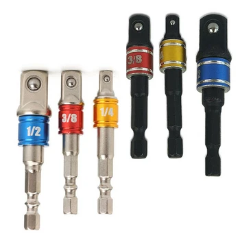 

6 Pieces 1/4\\\\\\\" 3/8\\\\\\\" 1/2inches Replacements Socket Adapter Set Hex Shank Impact Driver Drill Colorful Drill Bits