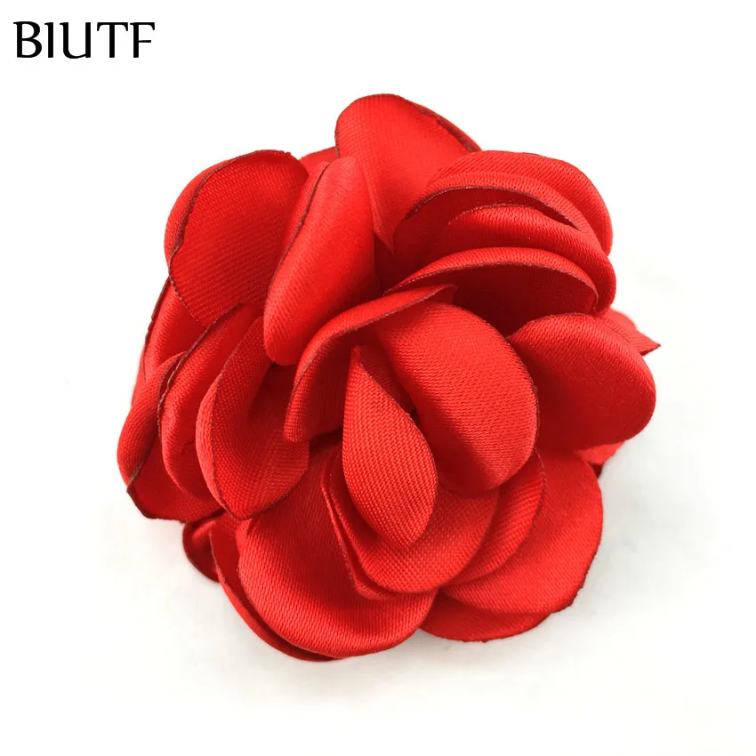 13-red 10 шт./лот, 5 см, атласные сгоревшие цветы, свернутые Camelia с зажимом для волос, вы выбираете цвет, высокое качество, украшение для волос MH93 - Цвет: 13-red
