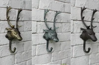 Cast Iron Deer Head Single Wall Hook / Hanger Animal Shaped Coat Hat Hook Heavy Duty, Rustic, Decorative Gift 2