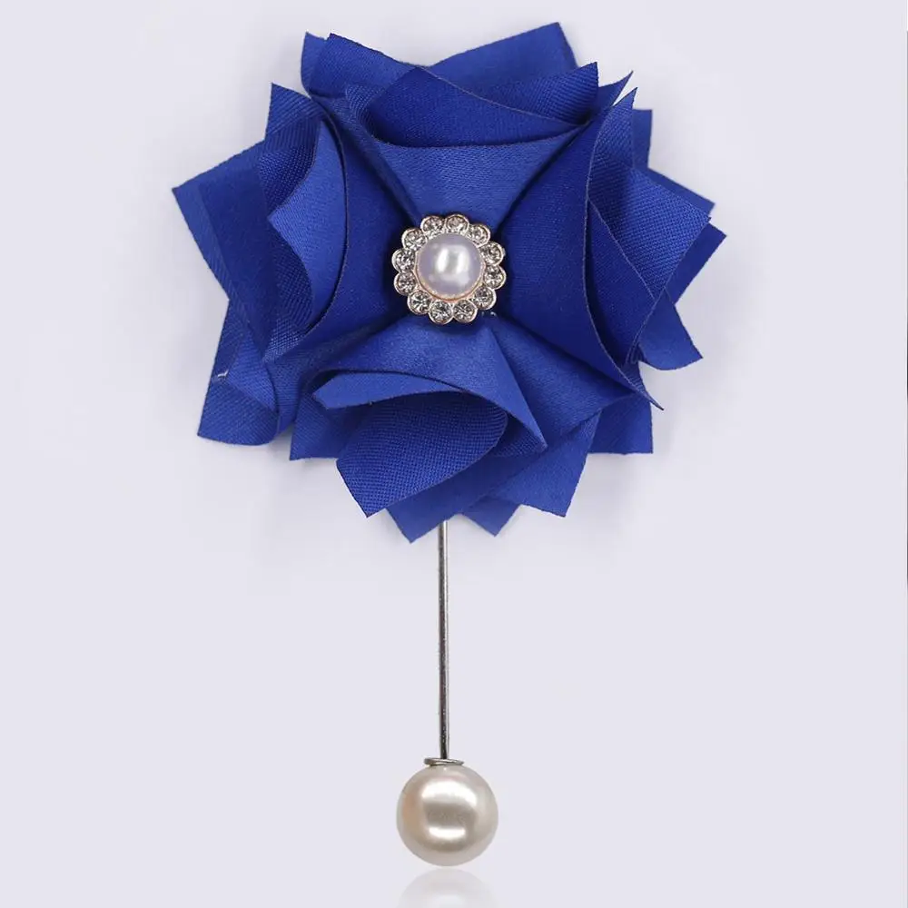 royal blue 8 шт./лот, 23 Цвета, романтический искусственный цветочный корсаж с жемчугом, свадебная церемония, цветочный корсаж, булавка для жениха, свадебная XH2019-P - Цвет: royal blue