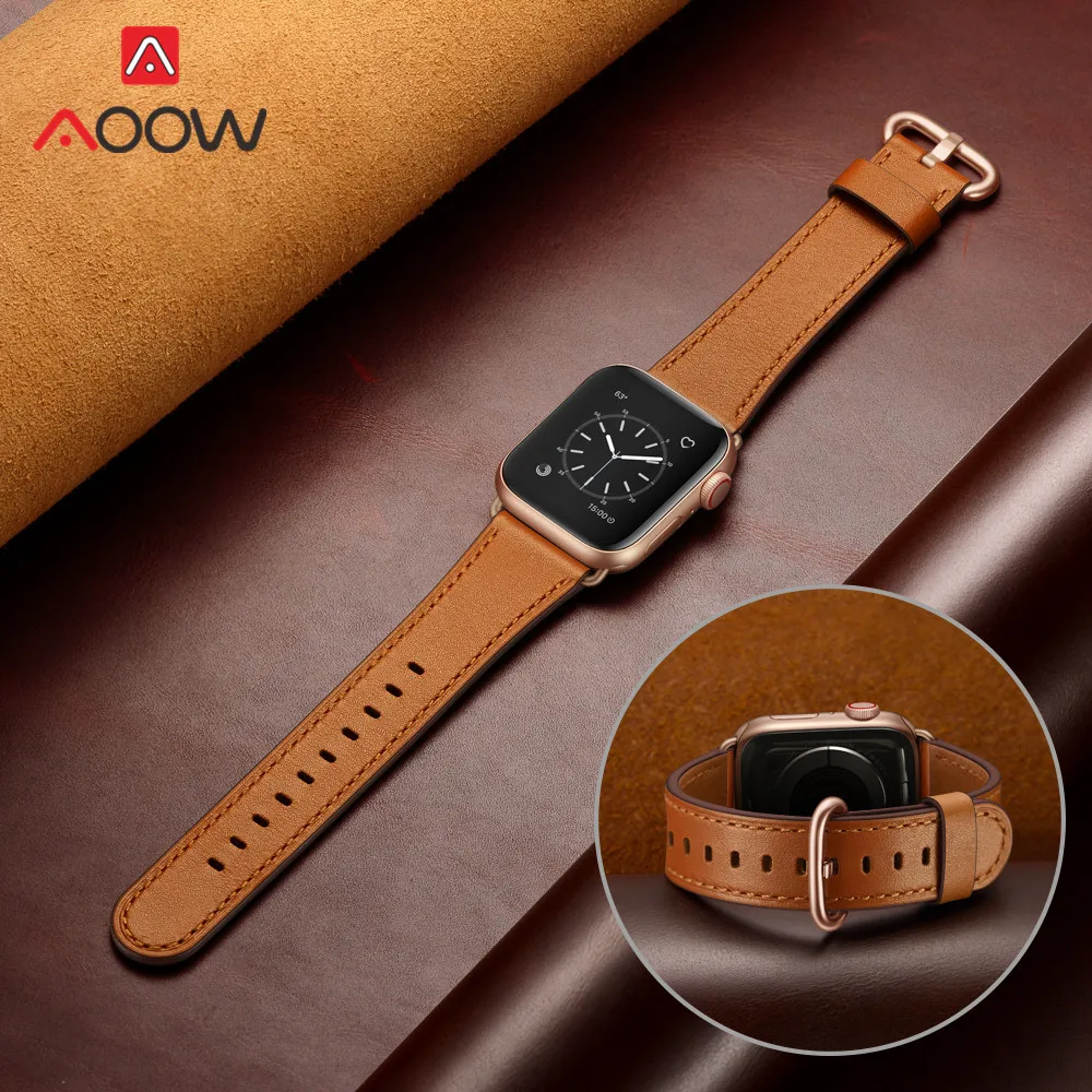 Ремешок для часов из натуральной кожи для Apple Watch 5, 4, 38 мм, 42 мм, 40 мм, 44 мм, роскошный мужской и женский браслет для iWatch 3, 2, 1
