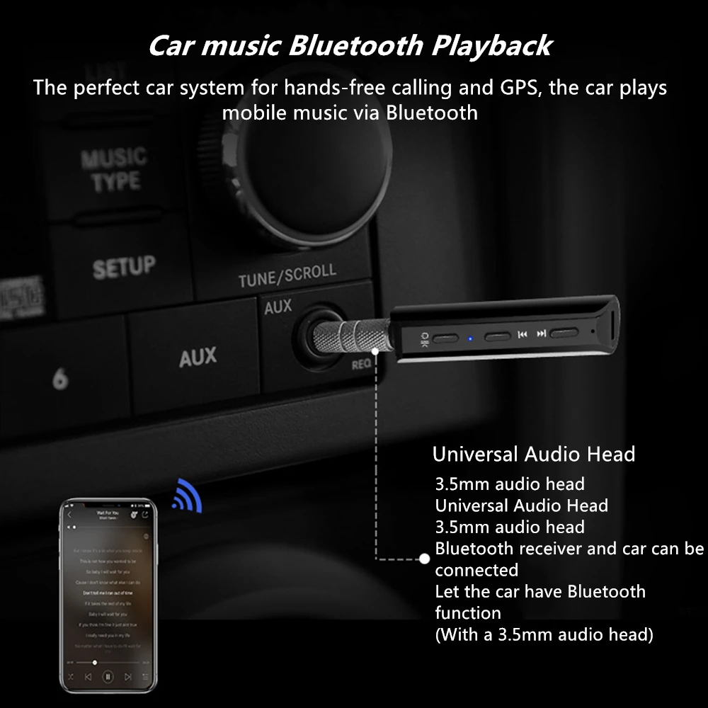 Беспроводной Bluetooth V4.2 A2DP приемник портативный аудио автомобильный AUX 3,5 мм разъем музыка стерео адаптер гарнитура и динамики с Bluetooth приемник