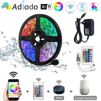 

RGB LED Strip 15M Led Light Tape 5050 SMD 2835 5M 10M DC 12V Waterproof RGB LED lamp diode Ribbon Flexible Controller+Adapter EU