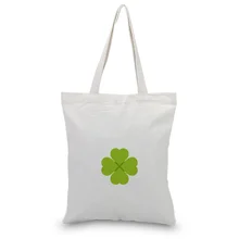 Ручная холщовая Сумочка текст DIY handbagbag lucky clover печать индивидуальный логотип для печати ежедневного использования складная хозяйственная многоразовая