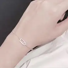 925 пробы Серебряный Модный Круглый браслет с горкой, CZ Кристалл, геометрический тонкий серебряный браслет-цепочка, розовое золото, движущийся браслет