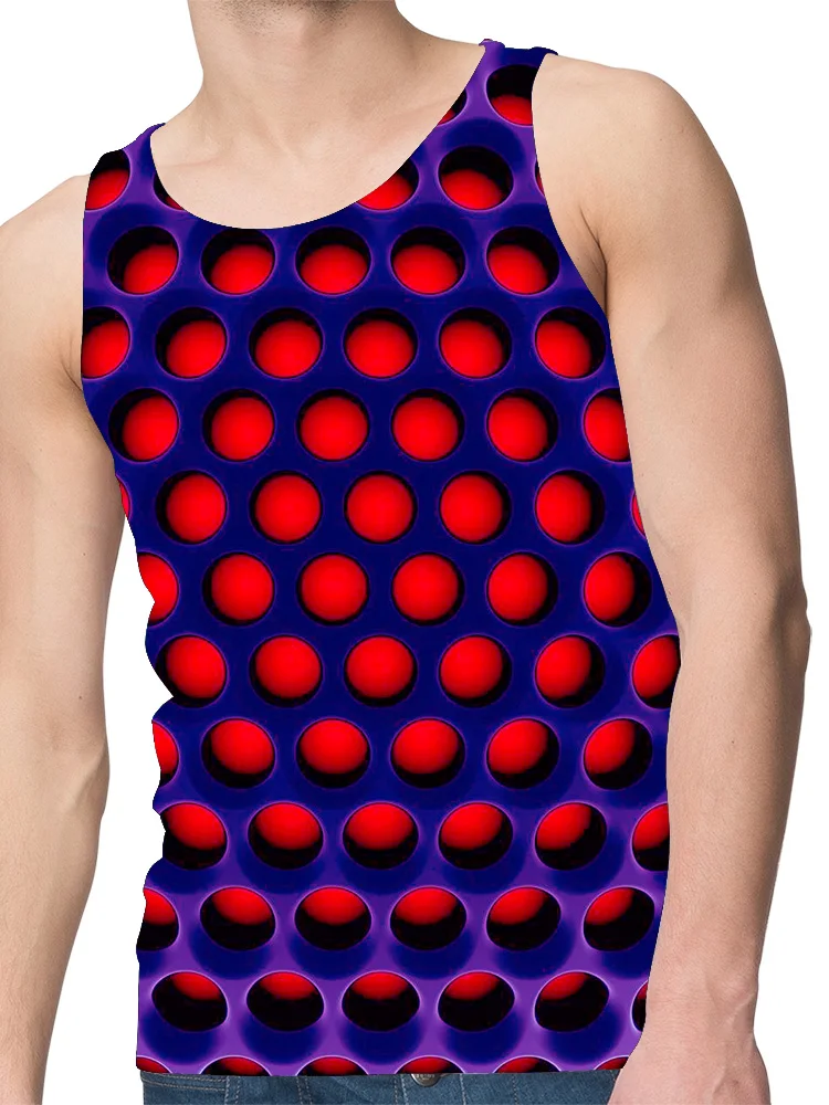 

UNEY Psychedelic Hole Print Tank Top For Men/Men's Sport Sleeveless Shirt Honeycomb 3D Vest/Cheat Tank Tops For Men