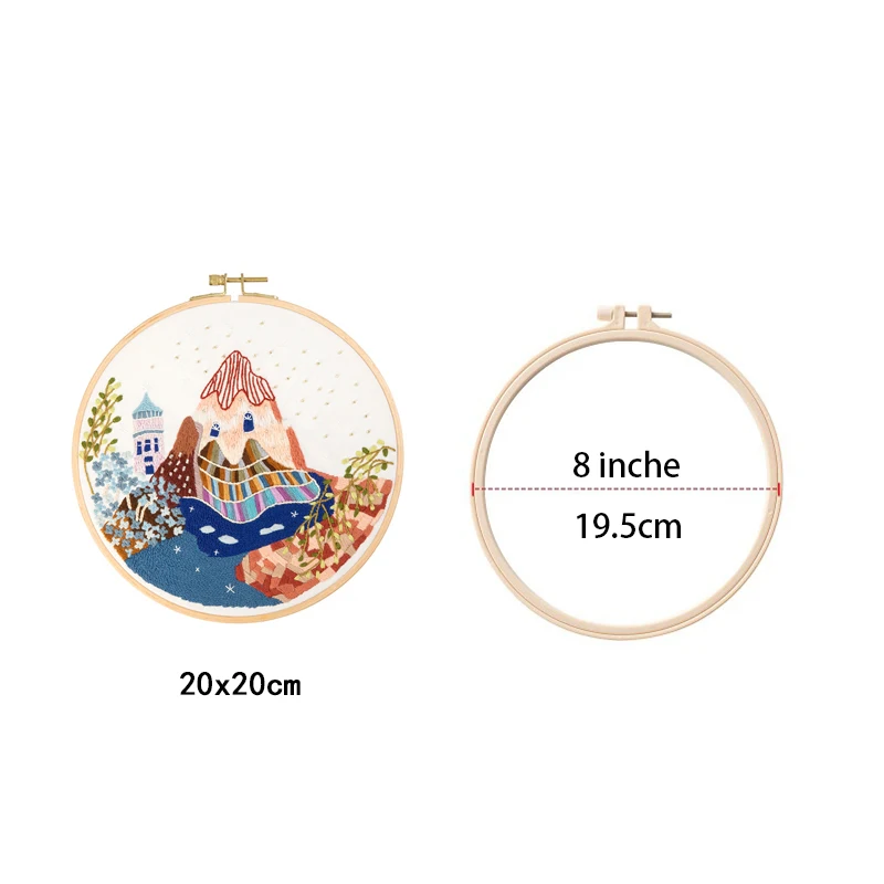 Scenery Patterns Embroidery Kits Handcraft DIY Embroidery Hoop Beginner Material Package Cross Stitch Sewing Supplies bordado