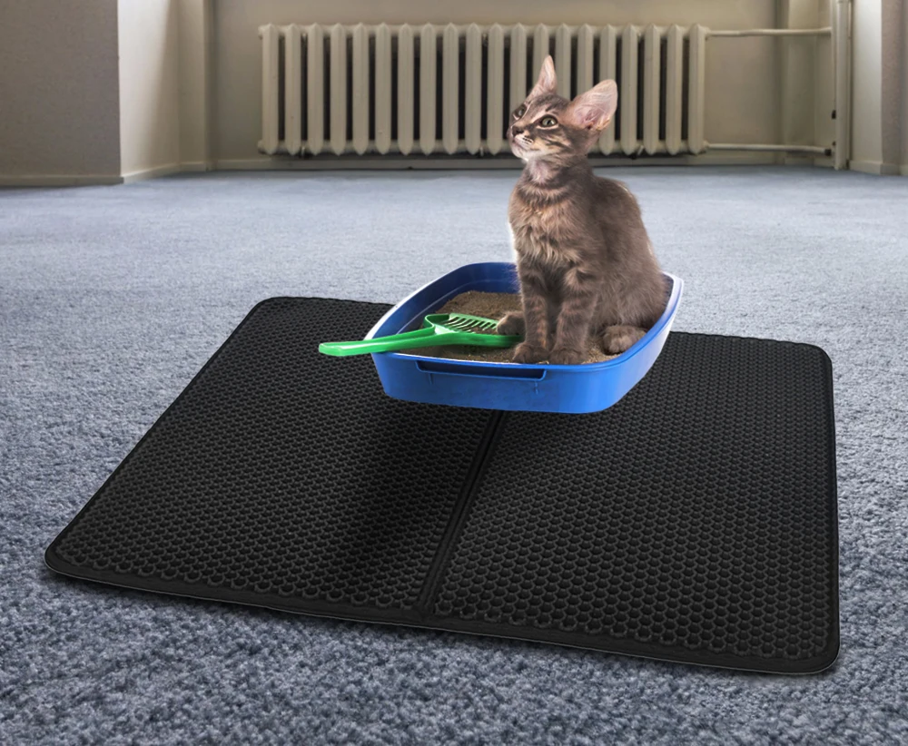 Waterproof Pet Cat Litter Mat Foldable EVA Double-Layer Cats Mat Bottom Non-slip Pet Litter Cat Mat Layer Pet Litter Catcher Mat