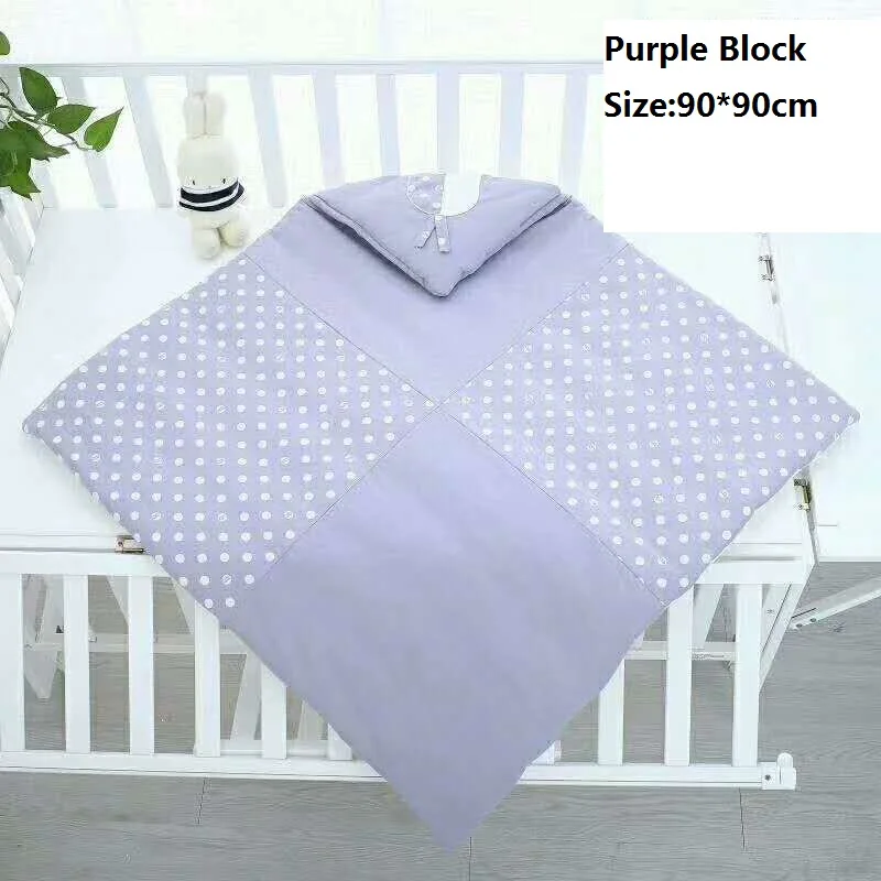 Purple block90x90cm Милый конверт для ребенка с рисунком из мультфильма на осень и зиму, теплый конверт для сна, конверт для сна для новорожденных, коляска для малыша - Цвет: Purple block90x90cm