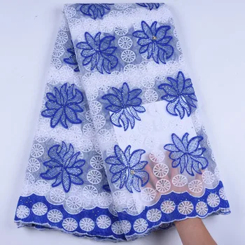 

African Milk Silk Lace Fabric With Stones French Tulle Lace Fabric Nigerian embroidery Mesh Lace Fabric For Wedding Dress