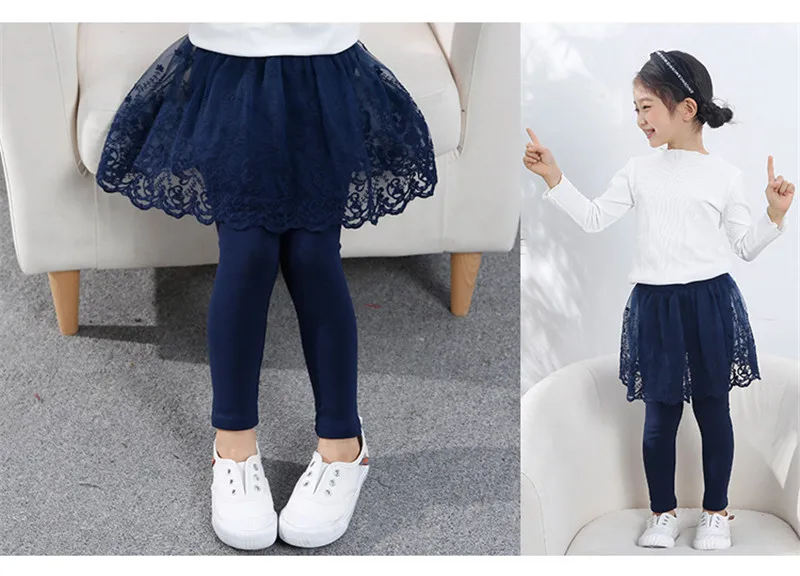 2021 Cotton Baby Girls Leggings Lace Princess Skirt-pants Spring Autumn Children Slim Skirt Trousers for 2-7 Years Kids Clothes