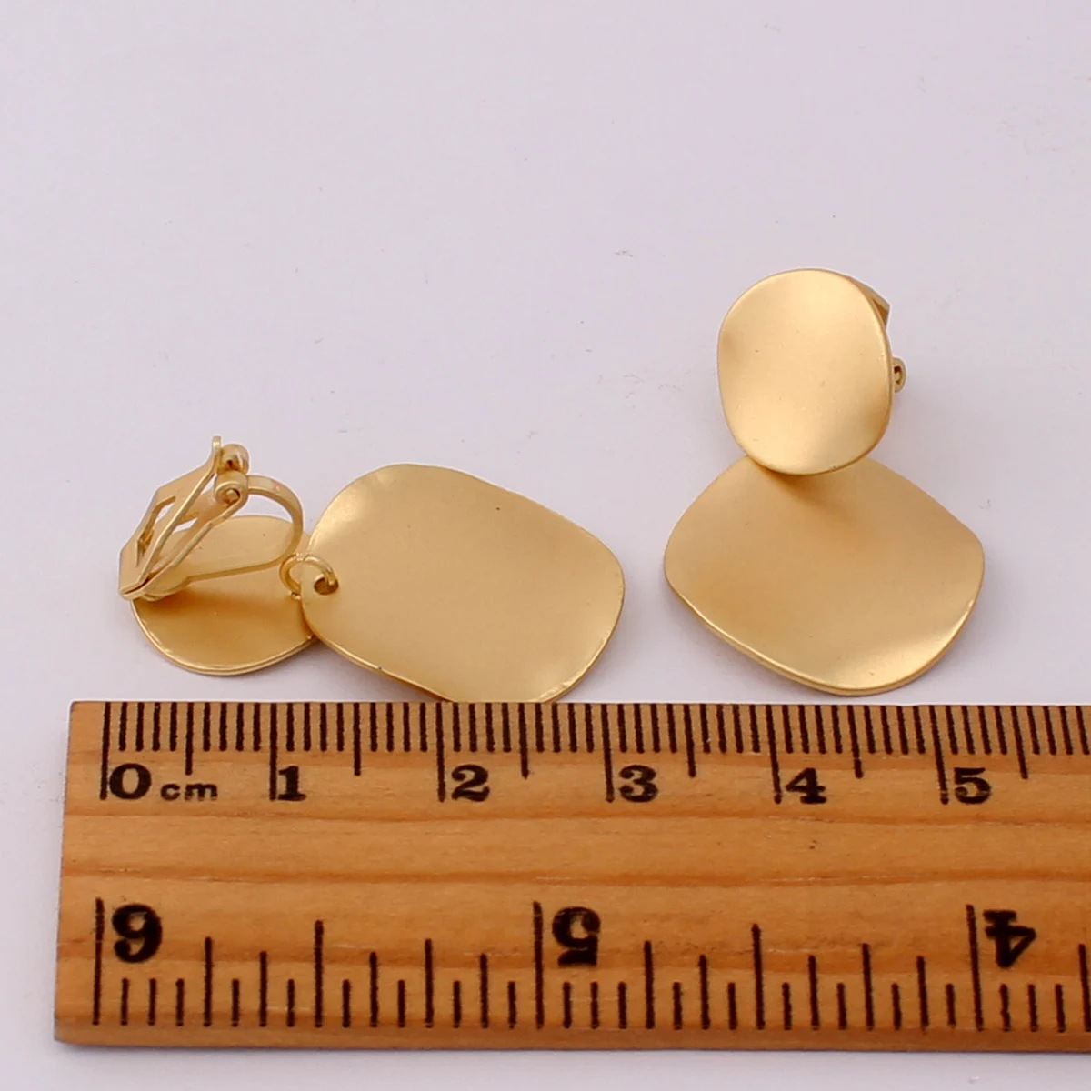 Grace Jun Geometric Matte Gold Color Round shape Clip on Earrings and Pierced Earrings for Women Choose 11.11 Factory Wholesale